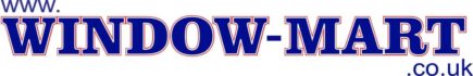 Logo with large blue and red outlined text reading WINDOW-MART and smaller text above and below reading www. and .co.uk, highlighting uPVC expertise serving Horsham.